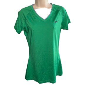 Nike Pro Womens V neck Athletic Shirt Green Top Size Medium C